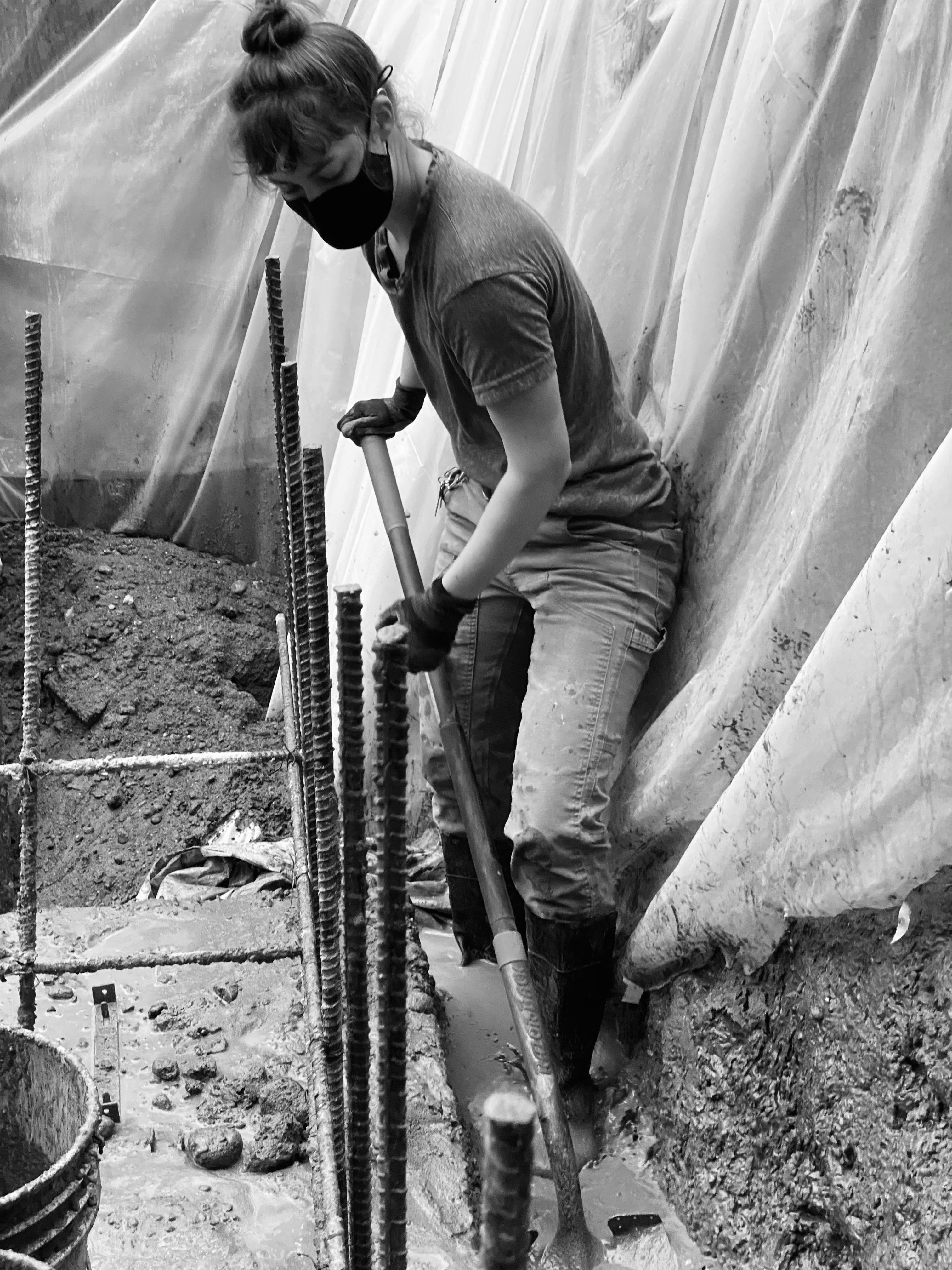 Metis Construction employee Jen working on a job