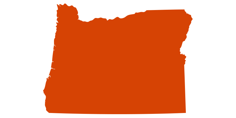 State outline of Oregon in orange