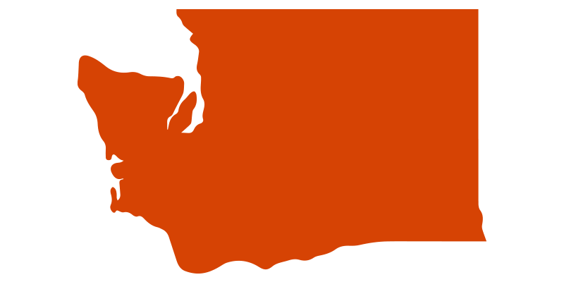 State outline of Washington in orange