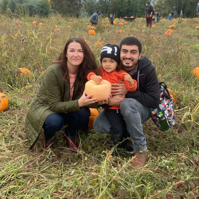 Marcus and his family at the pumpkin patch