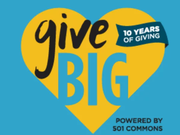 Give Big Washington Heart Shaped Logo - 10 Years of Giving - Powered by 501 Commons