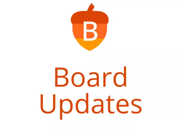 Beneficial State Bank acorn with the words "Board Updates"