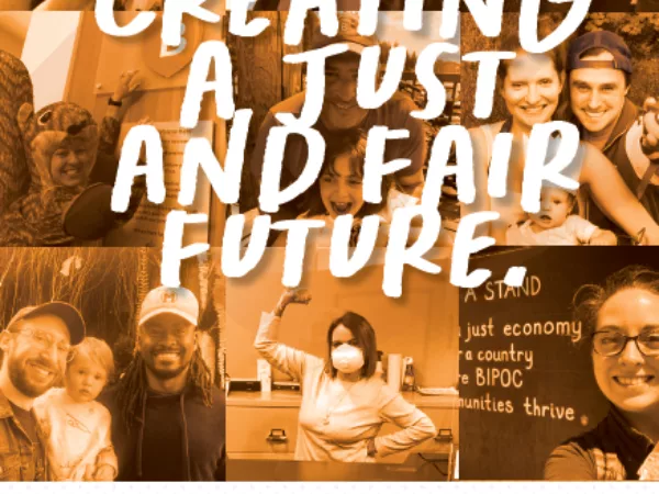 2020 Annual Impact Report cover, which reads "Creating a Just and Fair Future"