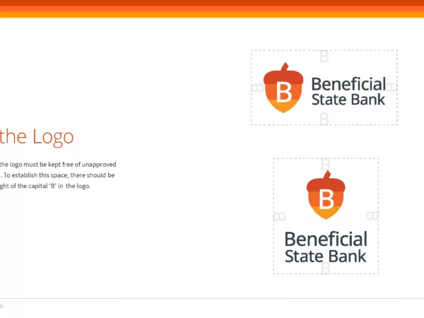 Guide on how to use the Beneficial State Bank logo and how much space to put around it