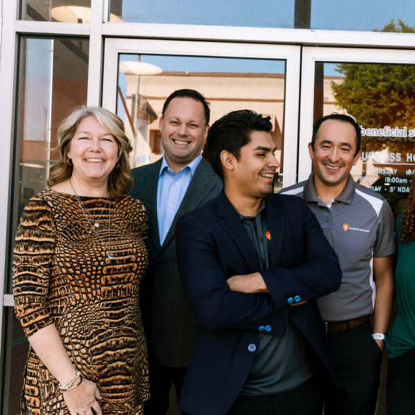 Beneficial State Bank employees outside the East Los Angeles branch
